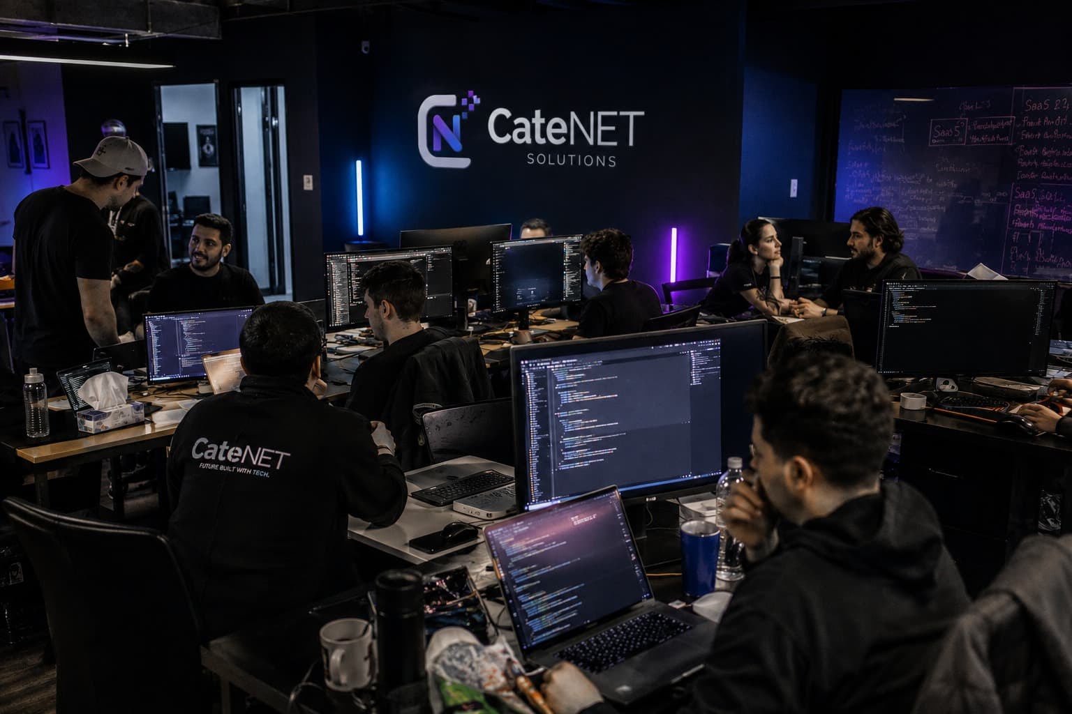 The CateNET team collaborating in the Studio City office